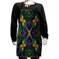 thumbnail image 1 of Fractal Kids Apron, Antique Ornate Symmetric Stained Glass Mosaic Window Style Floral Tile Pattern, Boys Girls Apron Bib with Adjustable Ties for Cooking Baking Painting, Green Purple, by Ambesonne, 1 of 2