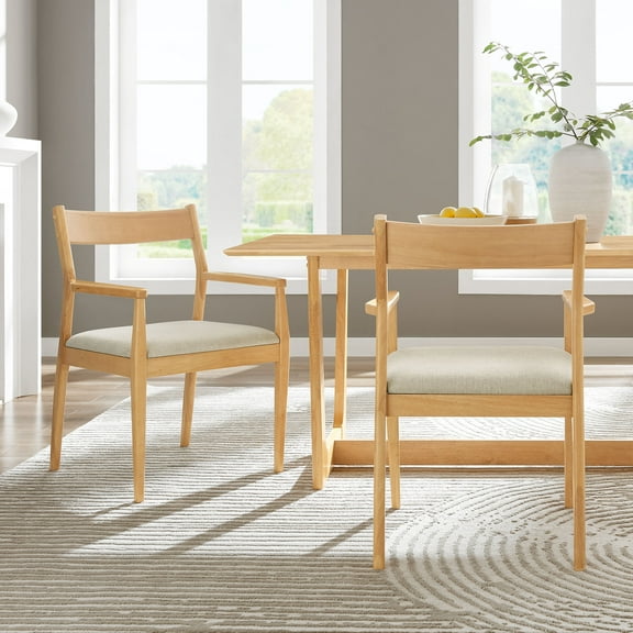 Solara Dining Armchairs Set of 2 in Natural Heathered Weave Beige