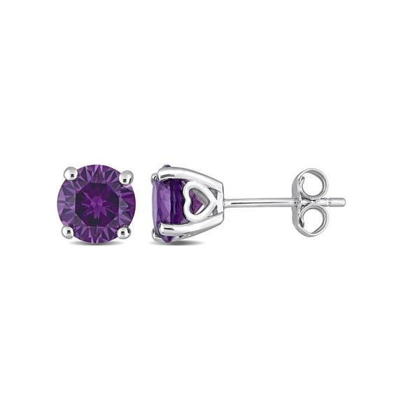 3.20 Carat (Ctw) Lab-Created Alexandrite Solitaire Earrings in Sterling Silver for Women