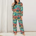 thumbnail image 2 of Pofeuu Hawaii Palms Print Womens Pajamas Set Long Sleeve Sleepwear Button Down Nightwear Soft Pj Lounge Sets Button Down Pajamas Women-X-Large, 2 of 7