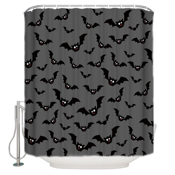 Fabric Shower Curtain, Halloween Element Dark Bats Bathroom Curtain with 12 Hooks Waterproof No Bad Odor Machine Washable Bath Curtains for Bathroom, Spa Room, Background Cloth, 54"x78"