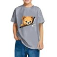 thumbnail image 5 of AUNVITO Toddler Kids Boys Girls Bear Print T-shirt Fashion Cute Round Neck Print Short Sleeve Top, 5 of 6