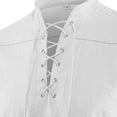 thumbnail image 5 of Men's Lace-up Medieval Shirt Short Sleeve Solid Viking Steampunk Retro Renaissance Gothic Costume Hippie Yoga Tops, 5 of 7