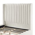 thumbnail image 7 of Full Size Modern Design Bed Frame, Upholstered Platform Bed Frame with Corduroy Headboard and Wooden Slats Support, No Box Spring Needed, White, 7 of 7