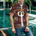 thumbnail image 6 of Zufioo A Cup Of Black Coffee On A Saucer Print Men's Baseball Short Sleeve, Moisture Wicking Button-Down Hip Hop Tee-Small, 6 of 7