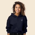 thumbnail image 3 of Dalix Heart Embroidered Fleece Cropped Hoodie Cold Fall Winter Women in Navy Blue M Medium, 3 of 5