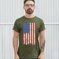 thumbnail image 3 of Tee Hunt Distressed Grunge American Flag T-Shirt Vintage 4th of July USA Men's Tee, Military Green, 3X-Large, 3 of 5