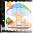 thumbnail image 4 of Ambesonne Cartoon Shower Curtain, Beach Sun Summer Day, 69"Wx84"L, Multicolor, 4 of 5