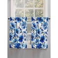 thumbnail image 5 of Blue Flowers Bathroom Window Curtain, Spring Watercolor Leaves Floral Plants Light Filtering Coffee Kitchen Curtains, Bedroom Living Room Curtains 2 Panel 84"x45", 5 of 6