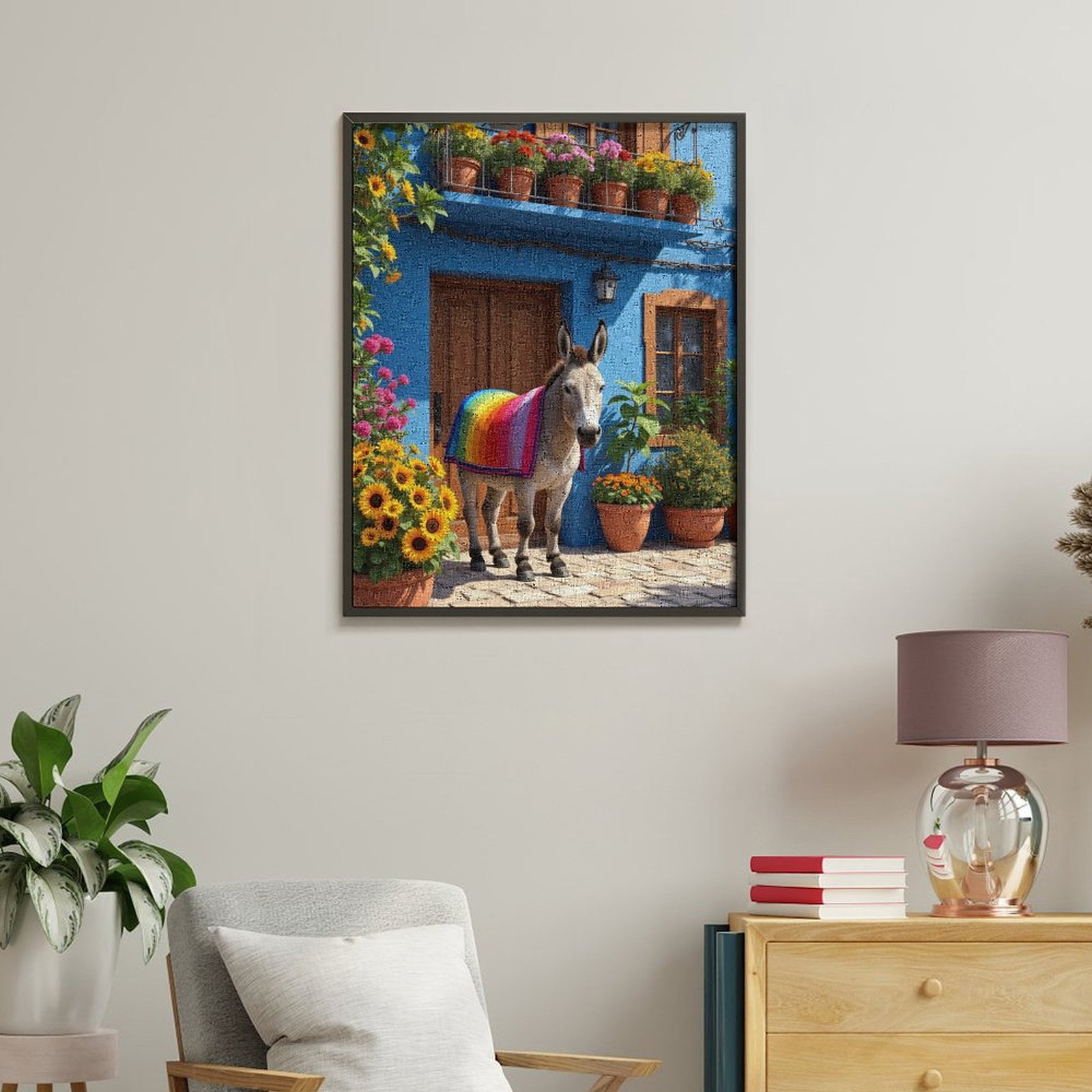 Paint by Numbers Kit for Adults, Colorful Donkey Garden Scene Paint by Numbers, Easy Paint by Numbers Kit for Adults Beginner, DIY Adult Paint by Number Kits on Canvas, Home Decor