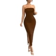 thumbnail image 2 of Bnwani Womens Dresses,Summer Dresses for Women,Solid,Side Split,V-Neck,Sleeveless,Coffee,M, 2 of 7