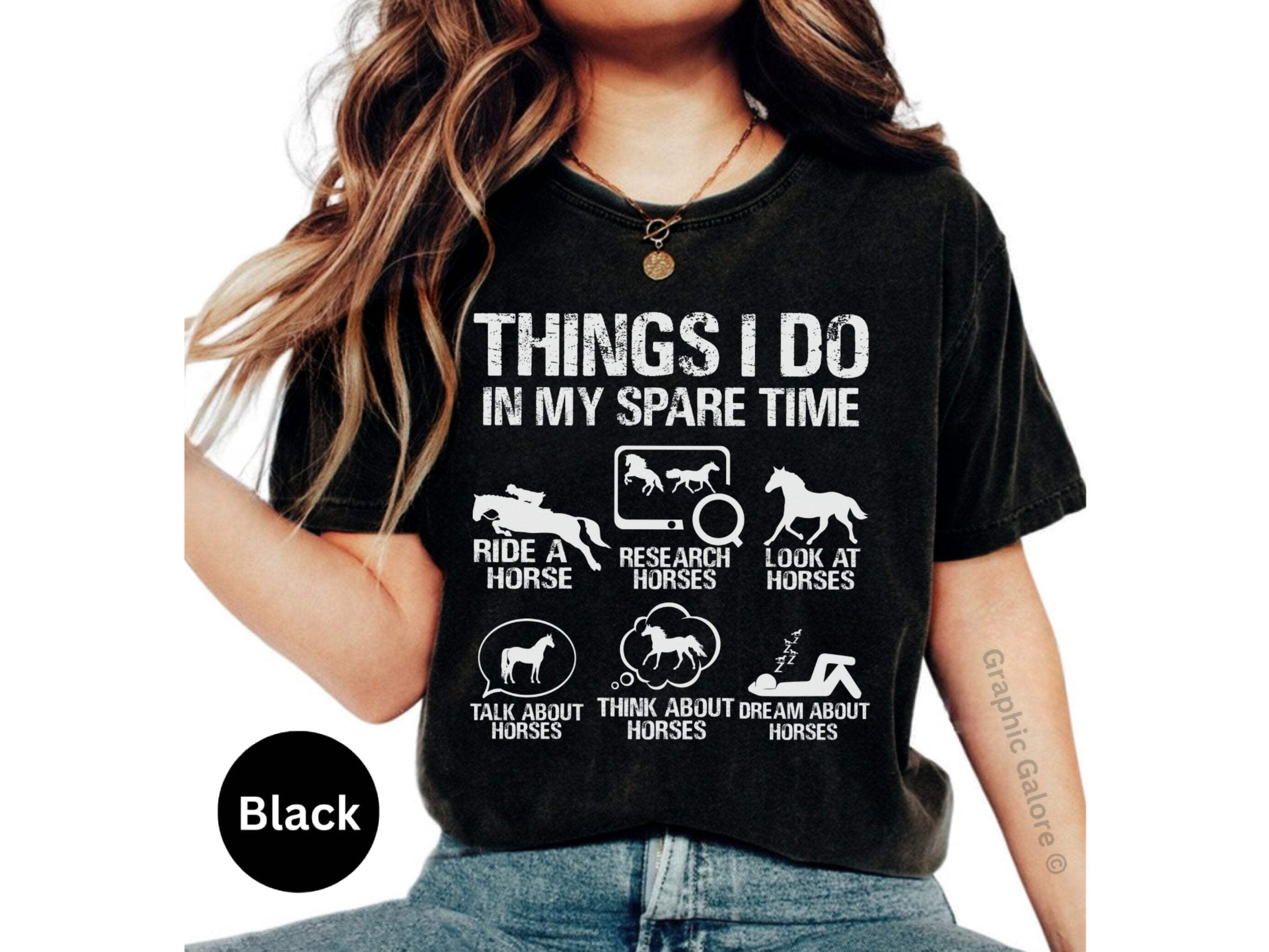 Horse Lover Shirt, Things I Do In My Spare Time T-Shirt, Equestrian Gift, Horse Riding Tee, Research Horses, Funny Horse Shirt