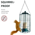 thumbnail image 2 of Djiypn Squirrel Proof Bird Feeders for Outdoors Hanging (Metal Green) Bird Feeder with 4 Ports, Chew-Proof & Weather Resistant, Backyard Gift (12.6 x 7.1 x 7.1 inches), 2 of 10