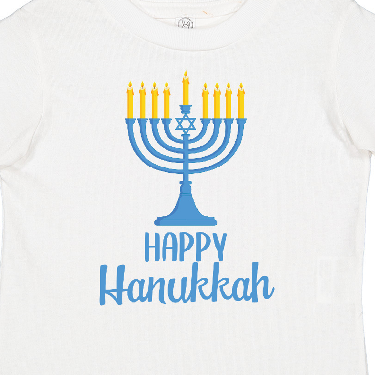 Happy Hanukkah with Blue Menorah Toddler T-Shirt photo 4