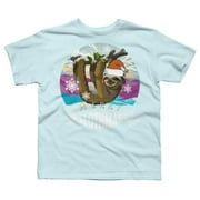 Merry Slothmas - Funny Christmas Pajama for Sloth Lovers Boys Light Blue Graphic Tee - Design By Humans L