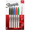 thumbnail image 1 of Sharpie Permanent Markers, Fine Point, Assorted Colours, 5 count, 1 of 5