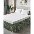 thumbnail image 4 of Paisley Bed Skirt King Size 18 Inch Drop, Yellow Flowers Adjustable Elastic Dust Ruffles Bedskirt for King Bed Wrap Around Pleated Mattress Frame Cover, 4 of 9