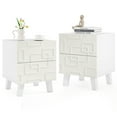 thumbnail image 1 of Gymax 2PCS Mid Century Modern Bedside Table w/2 Storage Drawers 3D Geometric Patterns, 1 of 10