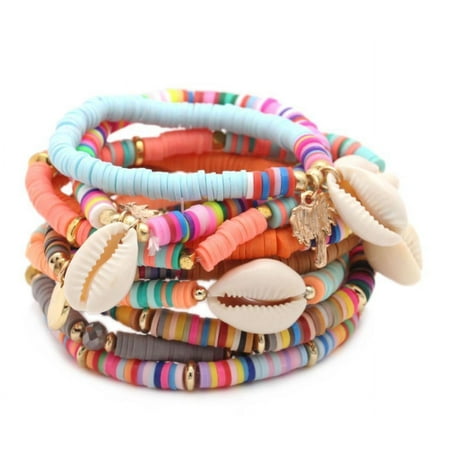 Cousin DIY Pastel Heishi Bead and Cowrie Shell DIY Bracelet Kit, Clay/Shell, 862 Piece, 69995665