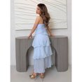 thumbnail image 2 of Baby Blue Solid Color Strapless Multi-Layer Ruffled Maxi Dress, 2 of 6