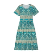Fantaslook Summer Short Sleeve Midi Dresses for Women Casual Floral T Shirt Dresses Flowy Beach Sundress with Pockets