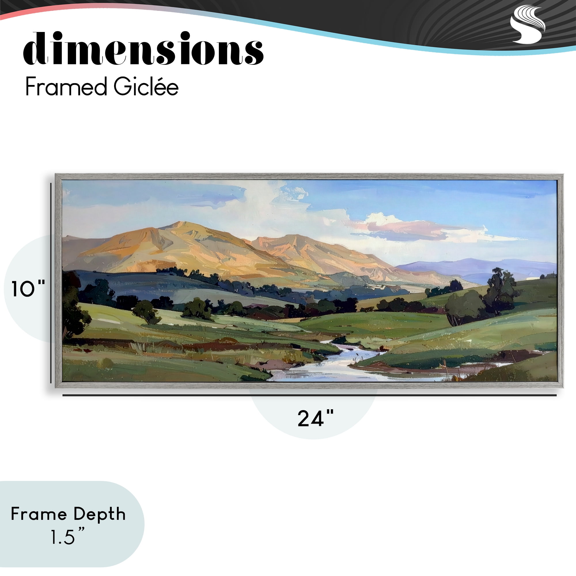 Stupell Industries Winding River Across Valley Gray Framed Giclee Art, design by Alonza Saunders