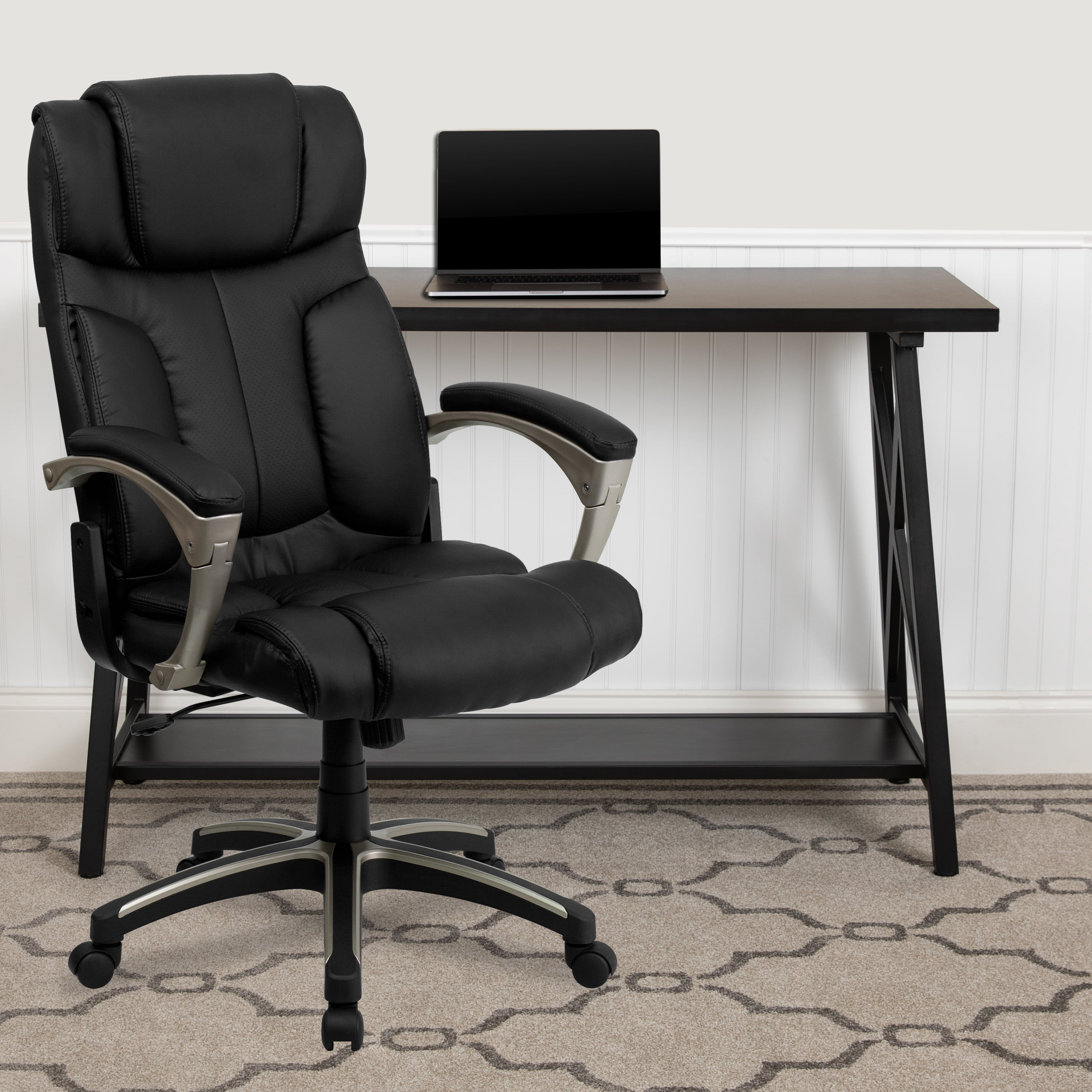 Flash Furniture High Back Folding Black Leathersoft Executive Swivel Office Chair With Arms Walmart Com Walmart Com