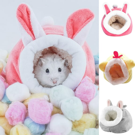 Travelwant 3Pcs Rat Hamster House Bed Winter Warm Fleece Small Pet Squirrel Hedgehog Chinchilla Rabbit Guinea Pig Bed House Cage Nest Hamster Accessories