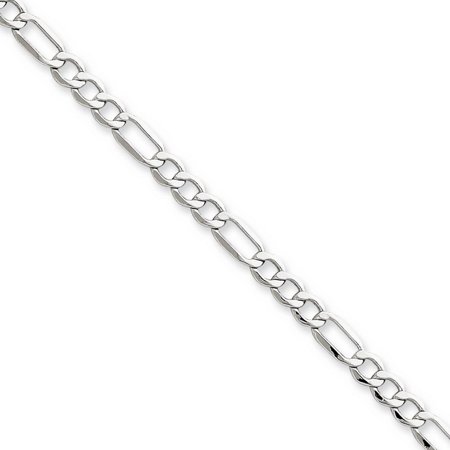 14k White Gold 18in 4.75mm Solid Lightweight Figaro Necklace Chain