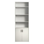 Mainstays Traditional 5 Shelf Bookcase with Doors, Soft White Finish