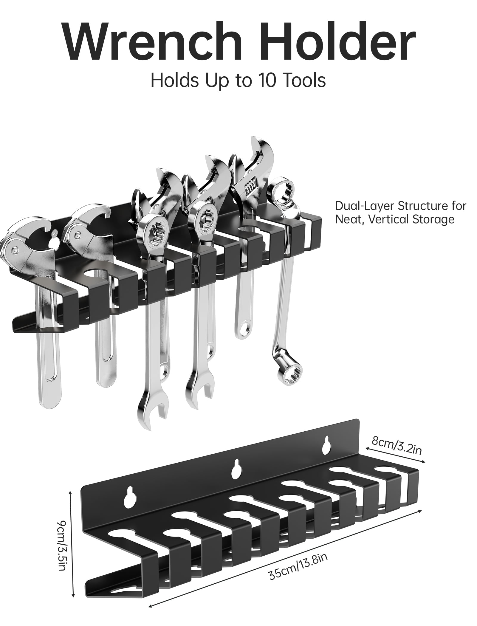 NiHome Wall Mount Hand Tool Storage Set with Magnet, Screwdriver Organizer, Pliers Holder, Hammer Rack & Wrench Holder, 4PCS Metal Organizer for Garage, Workshop, Shed, Anti-Corrosion, No Rust