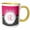 Yellow/White, variant on 3drose, Elegant Pink with Black and White Polka Dot Monogram Letter R, 11oz Two-tone Black Mug