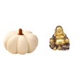 thumbnail image 1 of Cojín de peluche de calabaza de Halloween de la escultura de Buda Maitreya, cojín decorativo para sofá, dormitorio y adorno de mesa Feng Shui., 1 of 8