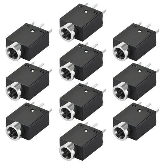 PCB Mount 3.5mm 5 Pin Socket Headphone Stereo Audio Video Connector PJ358 Black 10Pcs