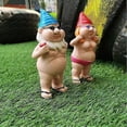 thumbnail image 5 of Set of 2 weatherproof funny garden gnome figures for lawn indoor/outdoor decor, 5 of 5