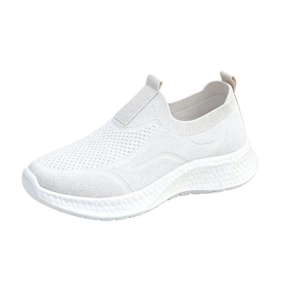 LTTVQM Slip on Shoes Women Arch Support Diabetes Foam Orthopedic Walking Shoes Non Slip Breathable Mesh Soft Outdoor Sneakers White 37(US-6.5)