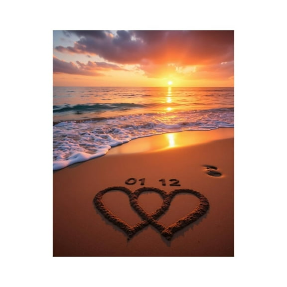 Paint by Numbers Kit for Adults, Hearts In Sand Sunset Beach Romance Paint by Numbers, Easy Paint by Numbers Kit for Adults Beginner, DIY Adult Paint by Number Kits on Canvas, Home Decor
