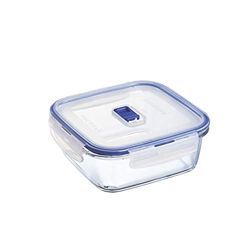 Luminarc Pure Box Active Glass Food Storage Container with Sliding Vent Lid (Square 3.2 Cups