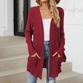 thumbnail image 4 of zaveiop Womens Oversized Open Front Cardigans Sweater Ribbed Knit Cardigan Sweater Thin Outerwear Coats with Pockets (Z-Wine, L), 4 of 7