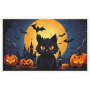 Halloween Home Entrance Mats for House Indoor Front Door Garage Backyard Decoration Versatile Full Moon Witch Cat Door Mat Outdoor 19.7" X 31.5" Wear-Resistant Haunted Castle Entry Mats