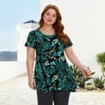 thumbnail image 2 of Plus Size Womens Clothes Short Sleeve Plus Size Tunic Tops Floral Paisley Summer Blouses L, 2 of 7