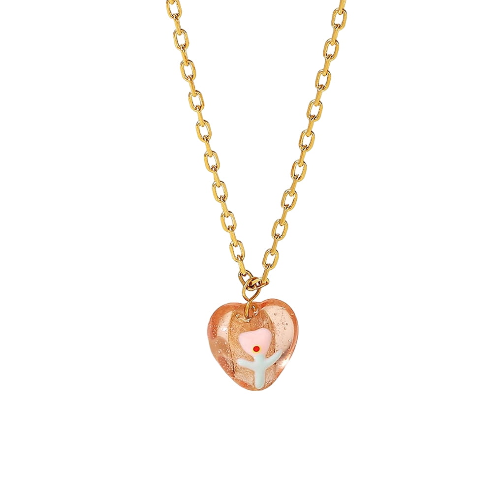 Electronicheart Women Necklace Adjustable Neck Chain Pendant Fashion Stainless Steel Choker Solid Color Jewelry Dressing Decoration