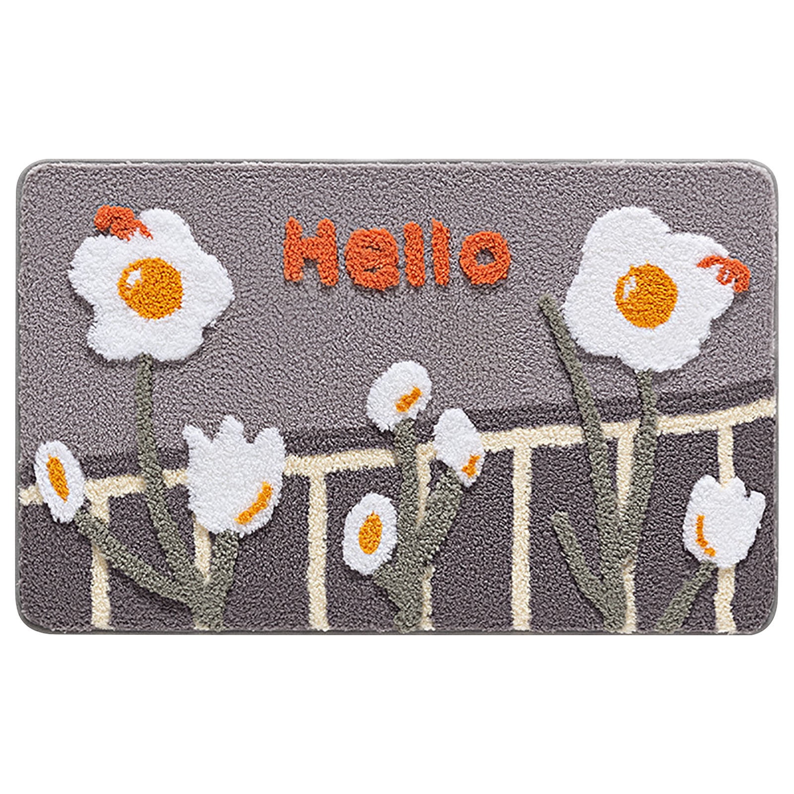 Miirene Cartoon Bathroom Absorbent Flocking Floor Mat Bathroom NonSlip