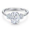 thumbnail image 3 of Gem Stone King 925 Sterling Silver White Moissanite 3-Stone Engagement Ring for Women | 2.56 Cttw | Oval 9X7MM | Gemstone Birthstone | Available in Size 5,6,7,8,9, 3 of 7
