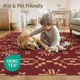 thumbnail image 4 of ODIKA 9'x12' Burgundy Geometric Arlen Amber Washable Area Rug Intricate Modern Design With Symmetrical Motifs Ornamental for Dining Room, Basement, Large Office, Non-Slip Chair-Friendly, 4 of 7