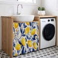 thumbnail image 3 of Yellow Lemon Cabinet Curtain 35"Wx35"L,Dustproof Under Sink Skirt with Self Adhesive Tape,Blue Leaf Vintage Botanical Summer Spring Cabinet Curtain Cover for Kitchen Sink,Bathroom Vanity,Laundry Room, 3 of 9