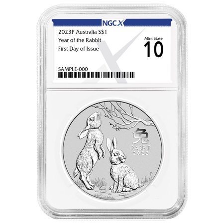 2023 $1 Australia Lunar Year of The Rabbit 1 oz Silver NGCX MS10 FDI X Label