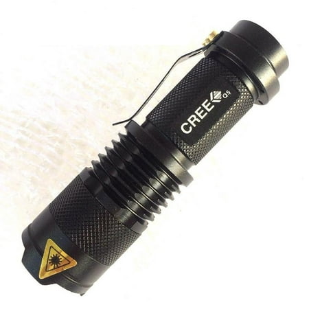 - UltraFire Mini Tiny Tactical LED Flashlight Torch with Adjustable Focus, 3 Modes, Crenulated bezel, Water-Resistant, 500 Lumens, Pocket Size, for Outdoor Hiking Camping Cycling Fishing, Black