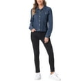 thumbnail image 2 of Chaqueta de mezclilla para mujer INSPIRE CHIC, con botones, de manga larga, textura lavada, casual, talla M, azul de mezclilla, 2 of 6