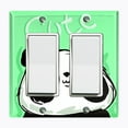 thumbnail image 1 of Metal Light Switch Plate Outlet Cover (Cute Panda Green - Double Rocker), 1 of 2